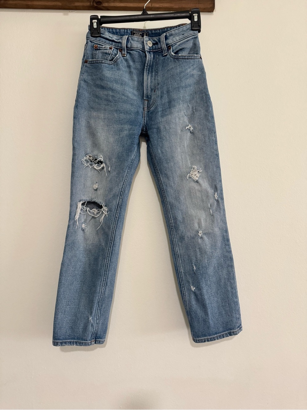 Abercrombie & Fitch Distressed Blue Jeans - Classic Straight Fit